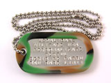 Medalion Militar SUA Personalizat, din inox,lant 60 cm,cauciuc de protectie camuflaj woodland