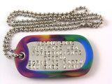 Medalion Militar SUA Personalizat, din inox,lant 60 cm,cauciuc de protectie curcubeu