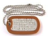 Medalion Militar SUA Personalizat, din inox,lant 60 cm,cauciuc de protectie maro