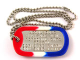 Medalion Militar SUA Personalizat, din inox,lant 60 cm,cauciuc de protectie Rosu/Alb/Albastru