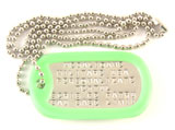 Medalion Militar SUA Personalizat, din inox,lant 60 cm,cauciuc de protectie verde fluorescent