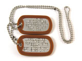 Set 2 medalioane militare SUA dog tag Personalizate cu textul dorit de client, din inox lucios , lanÈ› 70 cm, lanÈ› 10 cm, cauciucuri maro, garanÈ›ie pe viatÄƒ anti ruginÄƒ. Importat din Statele Unite ale Americii de la furnizorul armatei SUA.