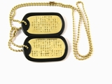 Set Medalioane Militare SUA Personalizate, din alama,lant 60 cm,lant 10 cm cauciucuri de protectie negre