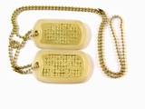 Set Medalioane Militare SUA Personalizate, din alama,lant 60 cm,lant 10 cm cauciucuri de protectie transparente