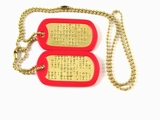 Set Medalioane Militare SUA Personalizate, din alama,lant 60 cm,lant 10 cm cauciucuri de protectie rosii