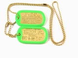 Set Medalioane Militare SUA Personalizate, din alama,lant 60 cm,lant 10 cm cauciucuri de protectie verde deschis