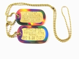 Set Medalioane Militare SUA Personalizate, din alama,lant 60 cm,lant 10 cm cauciucuri de protectie curcubeu