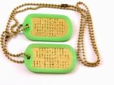 Set Medalioane Militare SUA Personalizate,din alama,lant 60 cm,lant 10 cm cauciucuri de protectie verde fluorescent