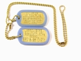 Set Medalioane Militare SUA Personalizate, din alama,lant 60 cm,lant 10 cm cauciucuri de protectie albastru florescent