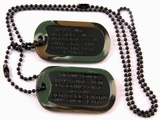 Set Medalioane Militare SUA Personalizate,din metal vopsit negru,lant 60 cm,lant 10 cm cauciucuri de protectie camuflaj USMC