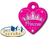 Medalion Inima Mica vopsit roz Princess , Pet Scribe, dimensiunea 25x30mm, se personalizeaza cu textul dorit de client ,inel gratuit , cod produs 7323-625 - 48 RON