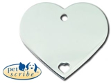 Medalion Inima Mare din inox lucios cu inima decupata, Pet Scribe, dimensiunea 39x33mm,se personalizeaza cu textul dorit de client pe ambele fete ,inel gratuit, cod produs 7728-02  - 49 RON